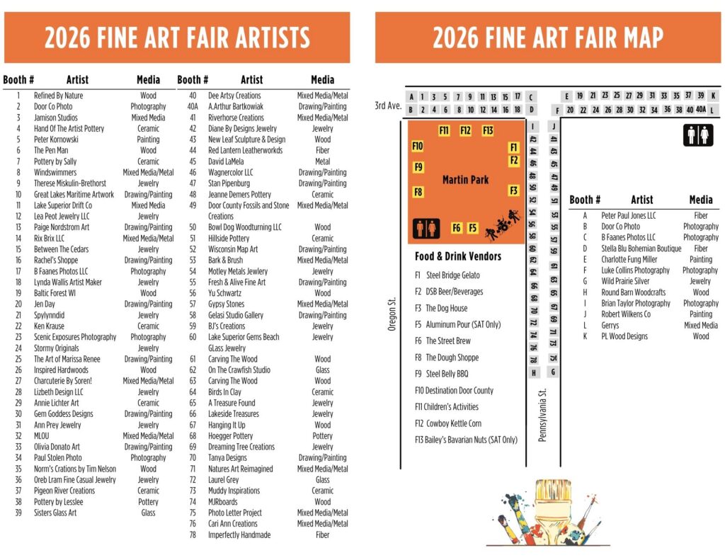 Sturgeon Bay Fine Art Fair Map